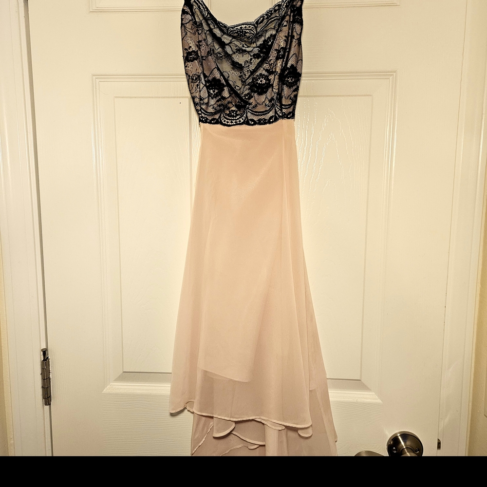 Vintage Victoria's Secret Black Lace & Pink A Line Slip Nightgown Lingerie Dress